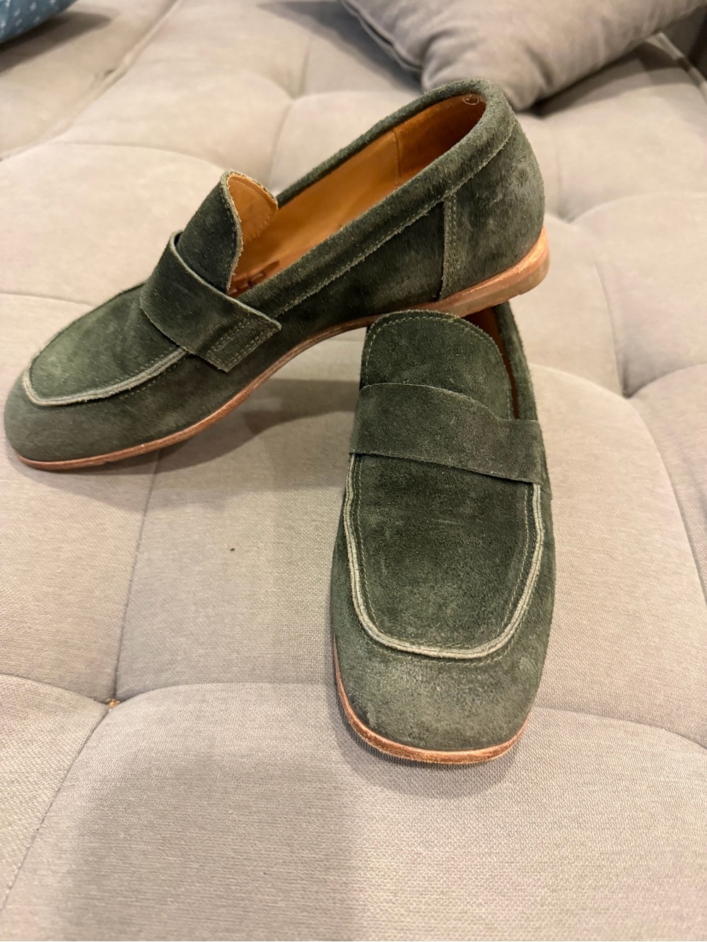 Moma Green Suede Penny Loafers